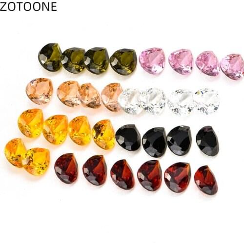 ZOTOONE 50Pcs/lots 7x10MM Rhinestone Multicolor Zircon Shape Water Drop Crystal Glue on Beads Wedding Dress Diy Teardrop Stone D