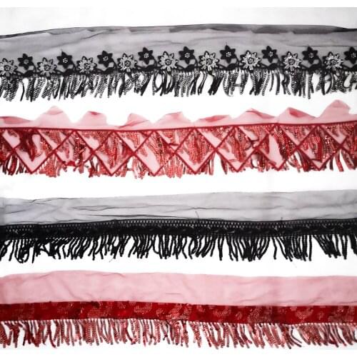 1 meter sale of exquisite lace section with fabric sequins embroidery sewing decoration DIY clothing craft supplies accessories