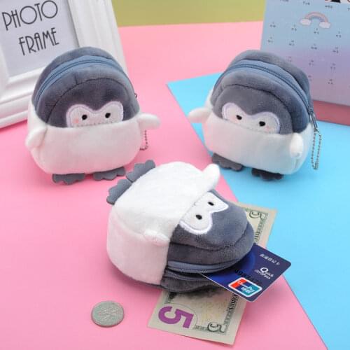 1 Cute Animal School Bag Shape Fruit Coin Purse Lipstick Data Cable Headphones Bag Kids Gifts Avocado Penguin Cartoon Coin Pouch