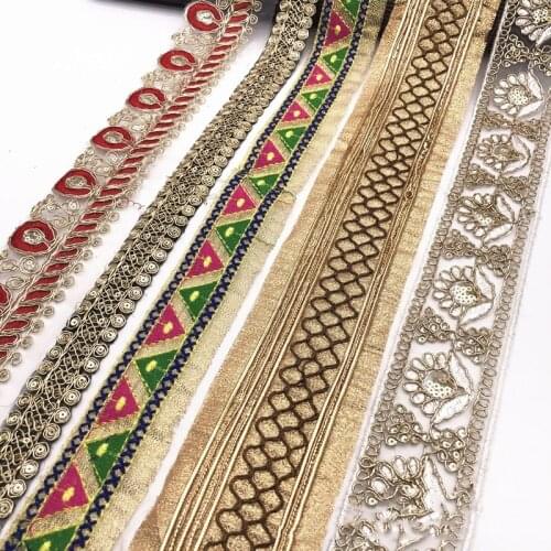 1yard Handmade Embroidery Lace Jacquard Ribbon Trims Flowers Design for Clothing Straps Accessory