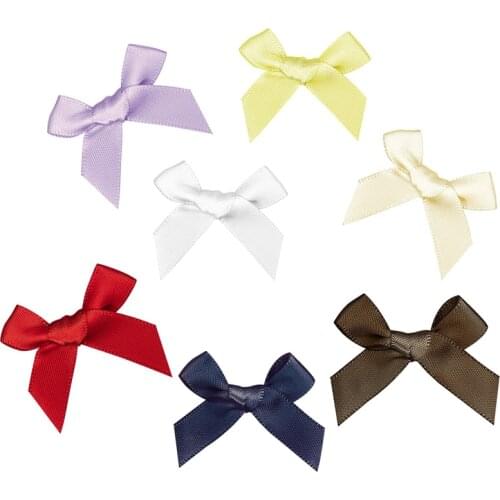 100Pcs Colorful Handmade Satin Ribbon Bows DIY Craft Supplie Wedding Party Decor Bowknots Sewing Headwear Accessories Appliques