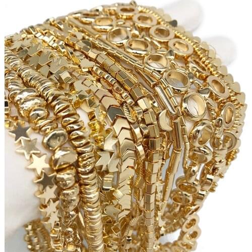 14 Gold plating Hematite beads Moon Crown Stars Rose Heart-shaped Natural Stone Loose Beads For Jewelry Bracelet Making DIY 15