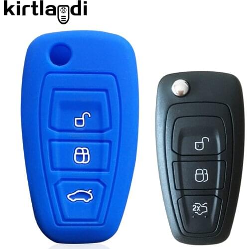 3 Buttons Silicone Key Cover Holder for Ford Focus MK3 Fiesta Mondeo 4 Focus 3 Wagon Fob Case Flip Folding Remote Key Shell Case