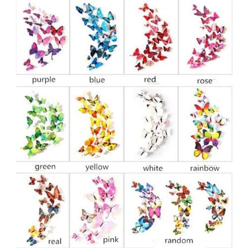 60sets 12Pcs set 3D Single layer Butterfly Wall Sticker on the wall for Home Decor DIY Butterflies Fridge Magnet stickers