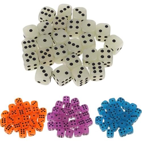 25 Pieces Acrylic Glow Game Dice D6 for Party KTV Card Board Fun Game