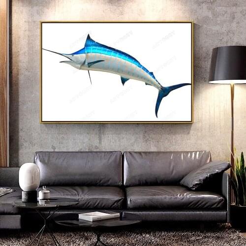 Artcozy Sailfish Oil Canvas Painting for Home Decoration Wall Art Canvas Printings Spray Painting Horizontal Rectangle Animal