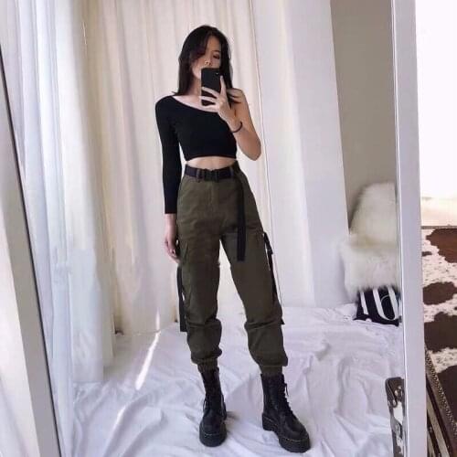 Streetwear Cool Cargo Pants Women Casual Joggers High Waist Loose Female Trousers Ladies Pants