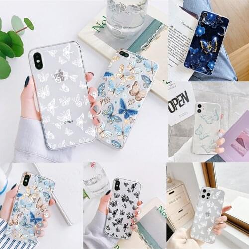 Beauty White Black Butterfly Case For Samsung Galaxy A71 A21S A12 A70 A50 A52 A51 A32 S21 S20 FE S10 Plus S21 Ultra Couples Capa