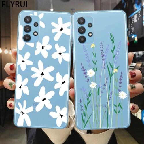 For Samsung A52 A72 A32 A42 A12 A02 A51 A71 A21S A31 A41 A50 A70 A40 S10 S20 FE S21 Plus Ultra Phone Case Lavender Flower Cover