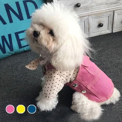 Jean Pet Dress for Small Dogs Sling Dog Clothes Fashion Dog Costume Cute Dog Dresses for Teddy Leisure Pet Clothes for Chihuahua