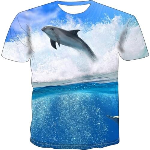 Dolphin Graphic T-shirt Fishing Casual Mens T-shirt 3d Printed Tops Summer T-shirt Mens O-neck Shirt Plus Size Streetwear
