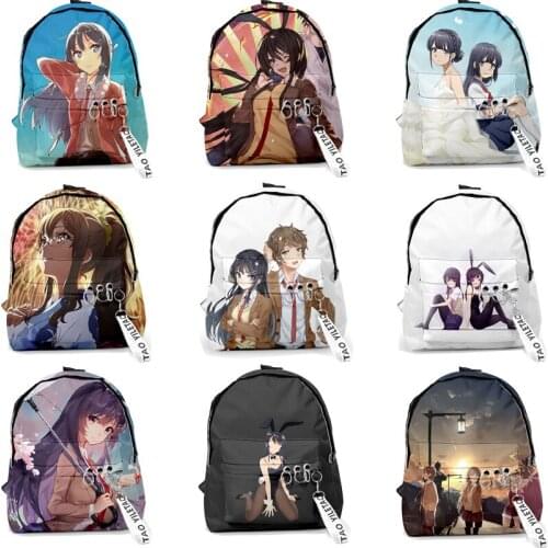 Seishun Buta Yarou wa Bunny Girl Senpai no Yume wo Minai Backpack Canvas Bag School Bags Girls Printing Travel Notebook Bag Boy