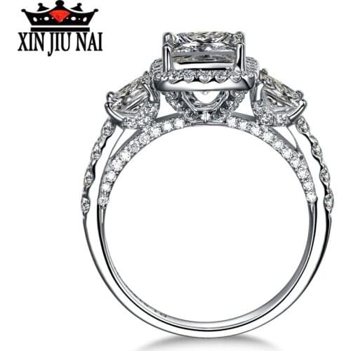 925 sterling silver Luxurious ladies with full and micro-inlays square D-shaped diamond, moon goddess of the engagement ring