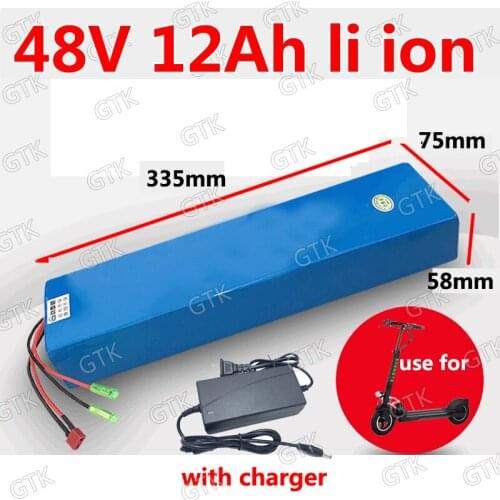 GTK customize 48v 12ah lithium ion battery li ion 18650 BMS 13S for 500W 750W electric bicycle e-bike scooter + 2A charger