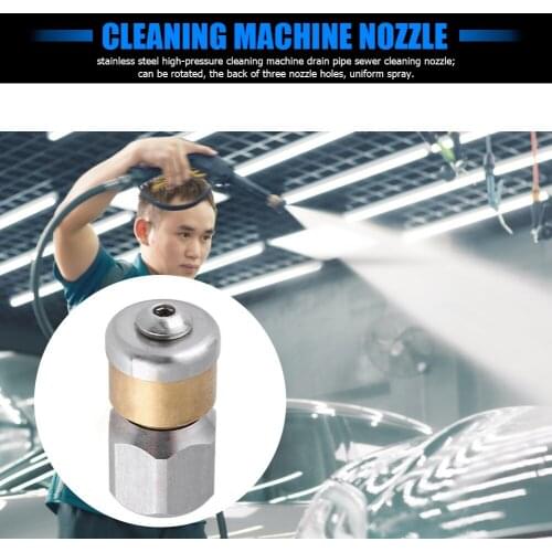 Small Pressure Washer Jetter Hose Nozzle Accessories Stainless Steel Sewer Rotating Personal Cars Caring 3 Rear Jets