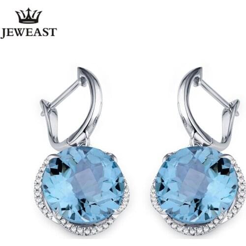 MAQ Natural topaz 18K Pure Gold Earring Real AU 750 Solid Gold Earrings Diamond Trendy Fine Jewelry Hot Sell New 2020