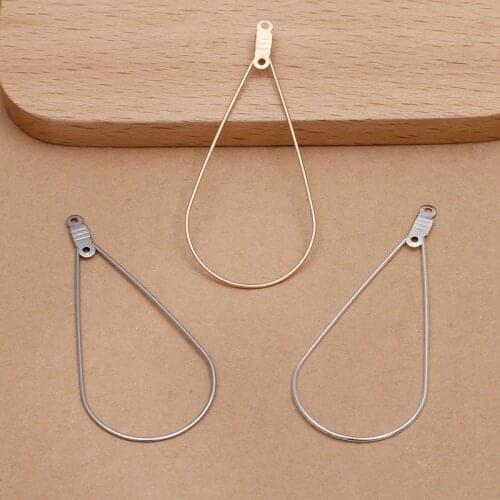 50pcs 24*48mm Metal Copper Water Drop Pendant Rhodium Silver Color Earrings Accessories For Jewelry Making
