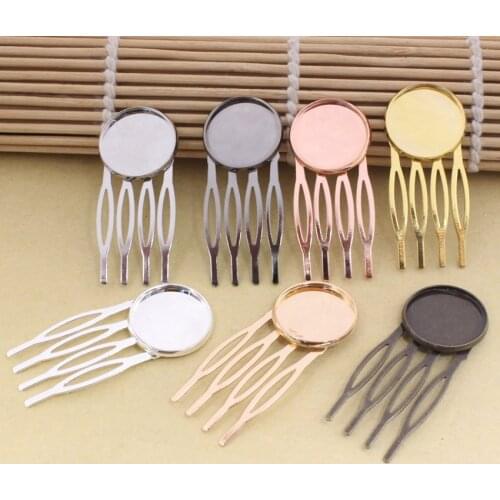 Fit 20mm Copper Comb Hairpins Blank Cabochon Settings Hair Clips Accessories 22x52mm 7pcs/lot K05467