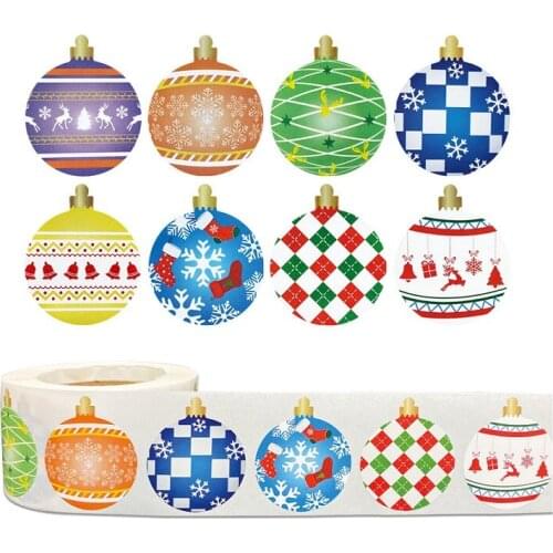 100-500pcs Merry Christmas Stickers Happy New Year Gift Candy Bag Packaging Decoration Label Party Supplies Stickers 3.8CM