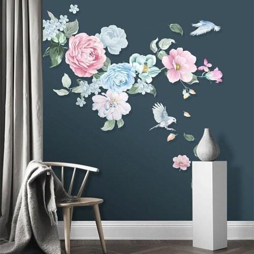 Custom Mural Wallpaper Nordic Hand-painted Flowers And Birds Background Wall Decoration Painting Living Room Bedroom Wallpapers