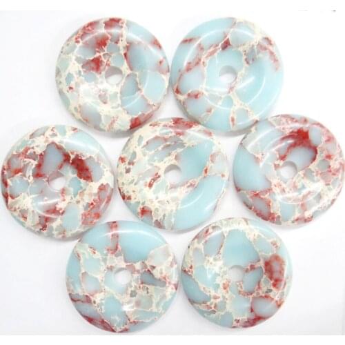 Natural stone Turquoises Quartz Crystal Snakestone stone circle donut charms pendant for diy Jewelry making necklace Accessories