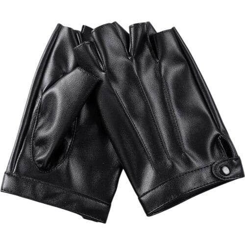 New Outdoor Half Finger Faux Leather Soft Breathable Driving Cycling Men Gloves