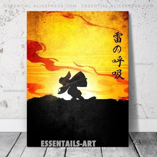 Demon Slayer Zenitsu Kimetsu no Yaiba Anime Poster Wall Art Print Picture Living Room Home Decor Painting Decoration Canvas