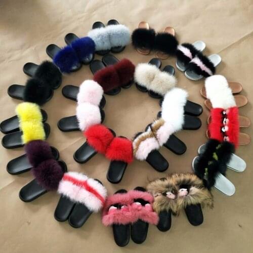 Simple Desigh Pure Color Fur Babouche Shoes PVC Slippers