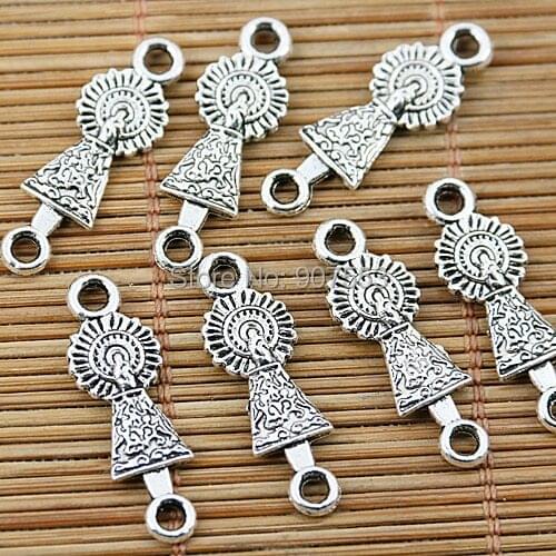 32PCS Tibetan silver 2holes NTRA SRA DEL connectors EF1616