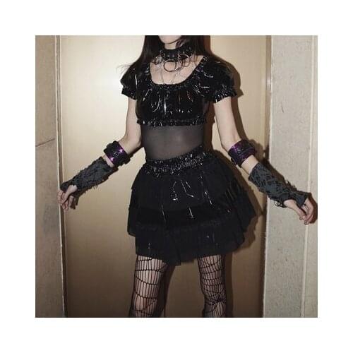 Ruibbit New Arrival Gothic Harajuku hot girl cake dress black sweet soft girl punk Japanese lace plaid Mini Short skirts
