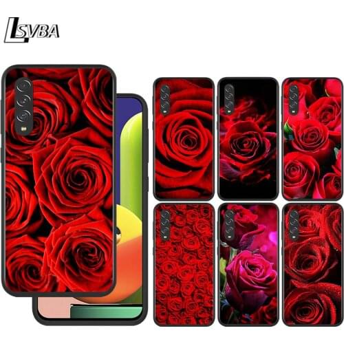 Red Rose Flower for Samsung Galaxy A90 A80 A70 A60 A50 A40 M30 A20E A2Core A10S A10E Silicon Soft Black Phone Case