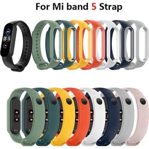 Replacement Strap For Mi Band 5 Strap Silicone Glossy Nail Buckle Replacement Wrist Strap Spot 16 Colors For Xiaomi Bracelet 5