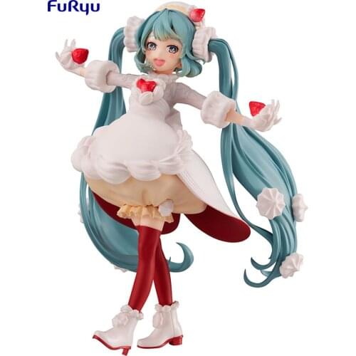 In Stock Furyu Miku Sweet Sweets Strawberry Anime Figure Hatsune Miku 17Cm Action Figure Model Exquisite Box Collectible Toys