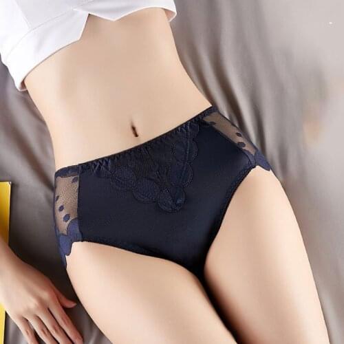 ATOXY New mid-to-high-waist panties ladies lace sexy buttocks abdomen breathable and comfortable cotton crotch triangle shorts