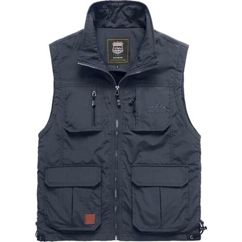 Multi Pocket Thin Summer Men Vest with Many Pockets Casual Photographer Work 6 Colors Outerwear Sleeveless Jacket Male Waistcoat