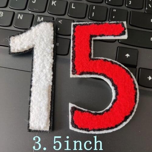 1Pcs White Number 1 Patches For Clothing Digital Badges Iron On Chenille Sticker Sew Accessories DIY Red 5 Patch