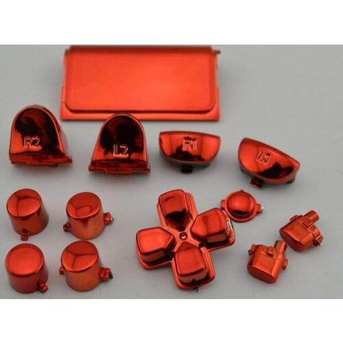 10sets For PS4 controller joystick handle metal key gamepad buttons accessories bright red