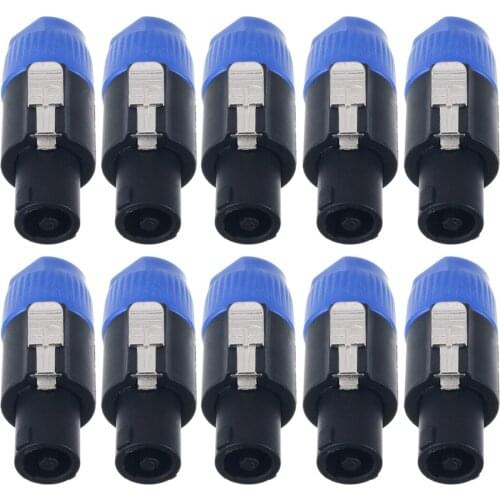 10Pcs/Lot Copper Core 4 Pole Speakon Male Plug Wire Cable Connector Professional Plug Audio Wire Connector