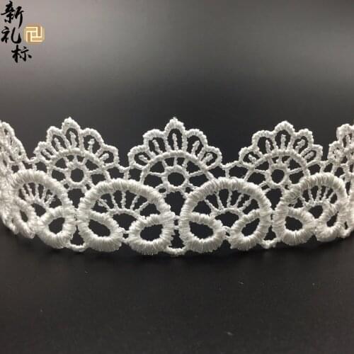15Yards Delicate Embroidered Flower Lace Trim Black White Polyester Scallop Edge Lace Trims Applique Sewing Craft