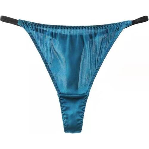 4pcs/pack sexy panties T-string blue T-back sweet women panties mature lady underwear silk best quality Summer lingerie