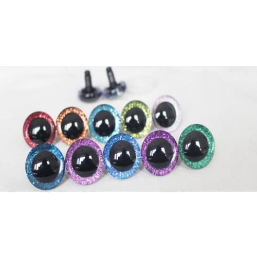 60set 24mm plastic round clear safety toy eyes + glitter Nonwovens + white washer for plush doll accessories