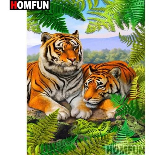 HOMFUN Full Square/Round Drill 5D DIY Diamond Painting "tiger" Embroidery Cross Stitch 5D Home Decor A16396