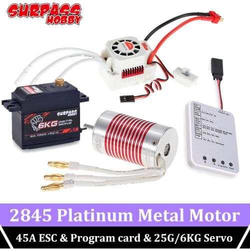 SURPASS HOBBY Brushless Motor 2845 3100/3930/4370KV Brushless ESC 45A 2S Program Card 25g 6kg Digital Servo for 1/14 1/12 RC Car