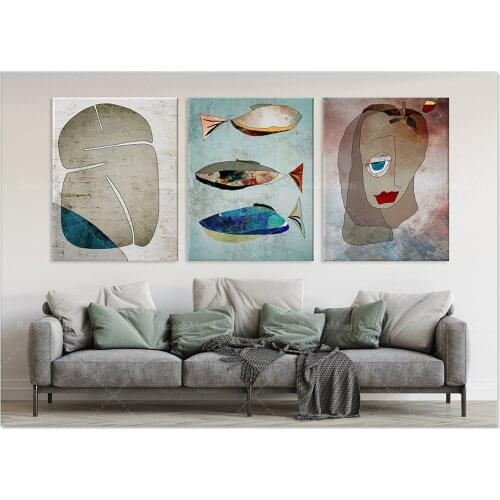 Large Abstract Painting, Contemporary Wall Art, Set of 3