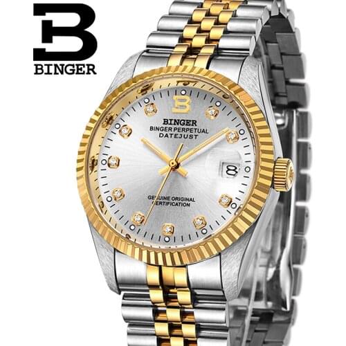 Switzerland BINGER Watch Men Automatic Mechanical Mens watches Luxury Brand Wristwatches Sapphire waterproof Diamond BG-0373-7