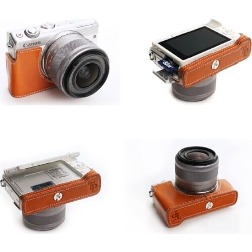 Handmade Genuine Leather Half Case Camere Cover for Canon EOS M200 M100