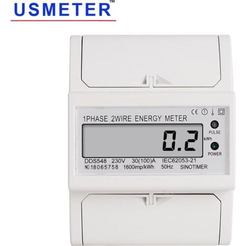 DDS548 230V AC 50Hz 30(100)A Digital Power Meter Single Phase 2 Wire 4P LCD Digital ac Wattmeter DIN Energy Power Monitor