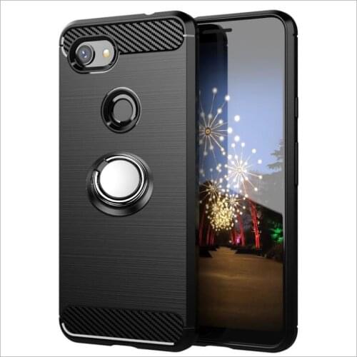 For Google Pixel 3a Case Luxury Brushed Carbon Fiber Phone Case For Google Pixel 3a XL Magnetic Ring Holder Cover Case