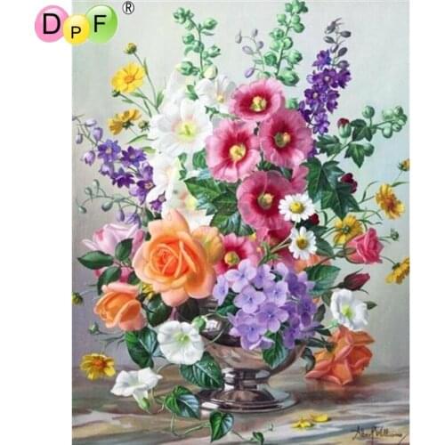 DPF DIY round Diamond Embroidered Colorful vase Diamond Painting Rhinestone Picture Diamond Mosaic Cross Stitch gift painting