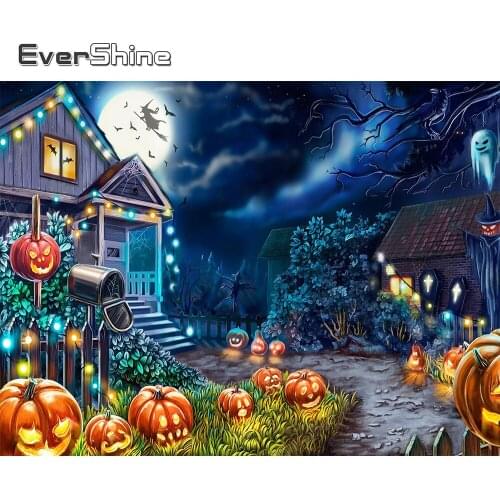 Evershine 5D DIY Diamond Painting House Cross Stitch Pumpkin Diamond Embroidery Halloween Full Square Round Drill Handmade Gift